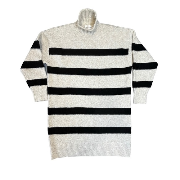 Line & Dot Cozy Rosie Mock Neck Sweater Dress. Oatmeal & Black Size Medium #911 - Picture 5 of 9